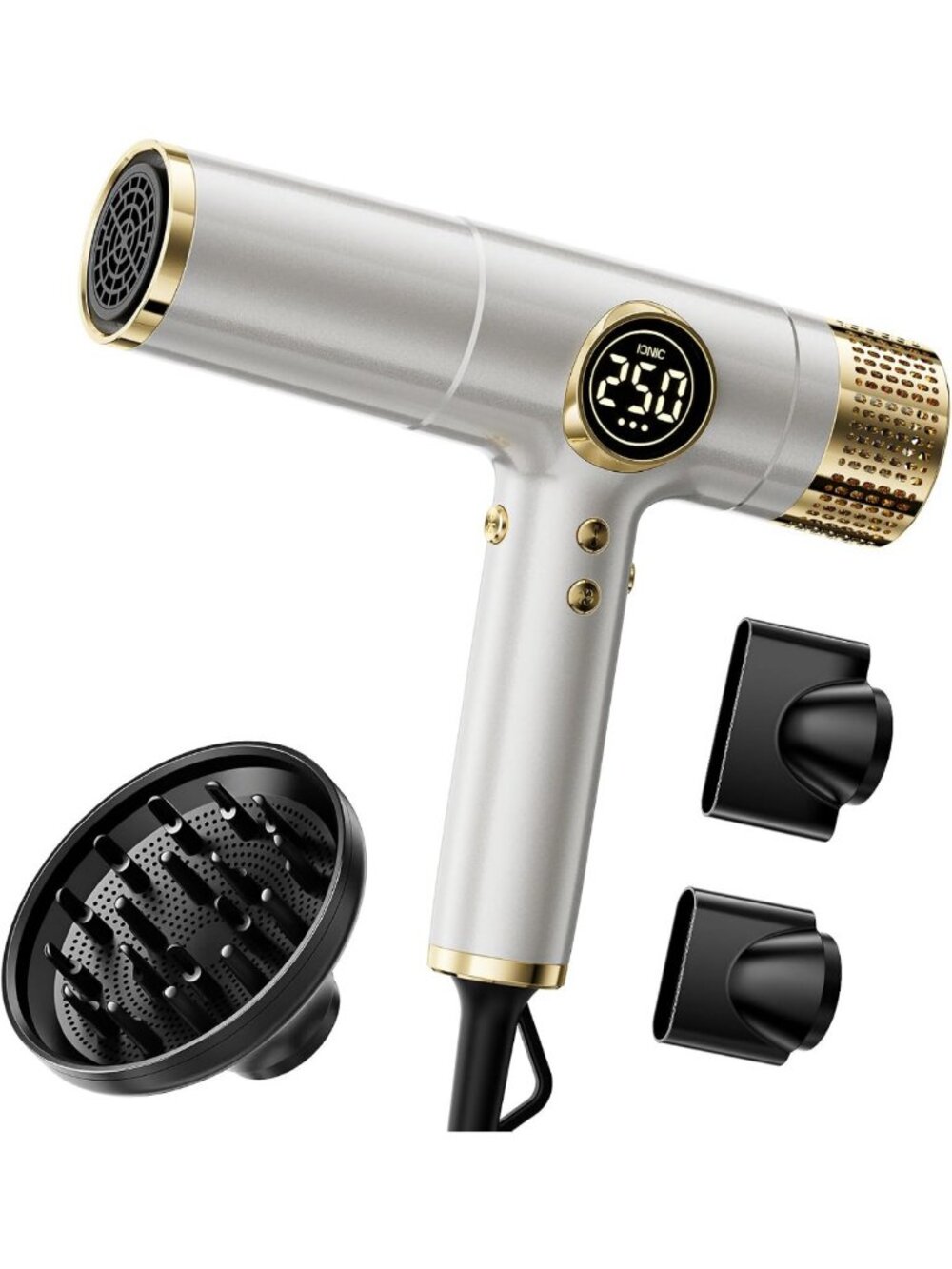2000W Ionic Travel Hair Dryer with Diffuser, Lightweight & Low Noise for Curly